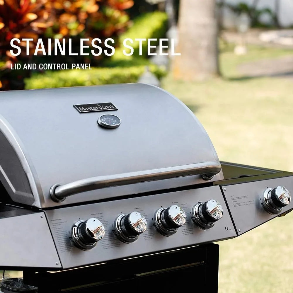 Gas Grill, BBQ 4-Burner Cabinet Style Grill Propane