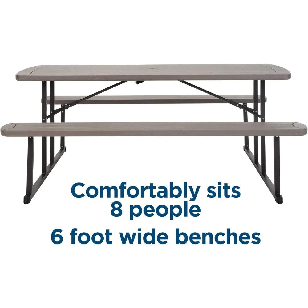Outdoor Table with Rectangle, 6 Ft Folding Picnic Table