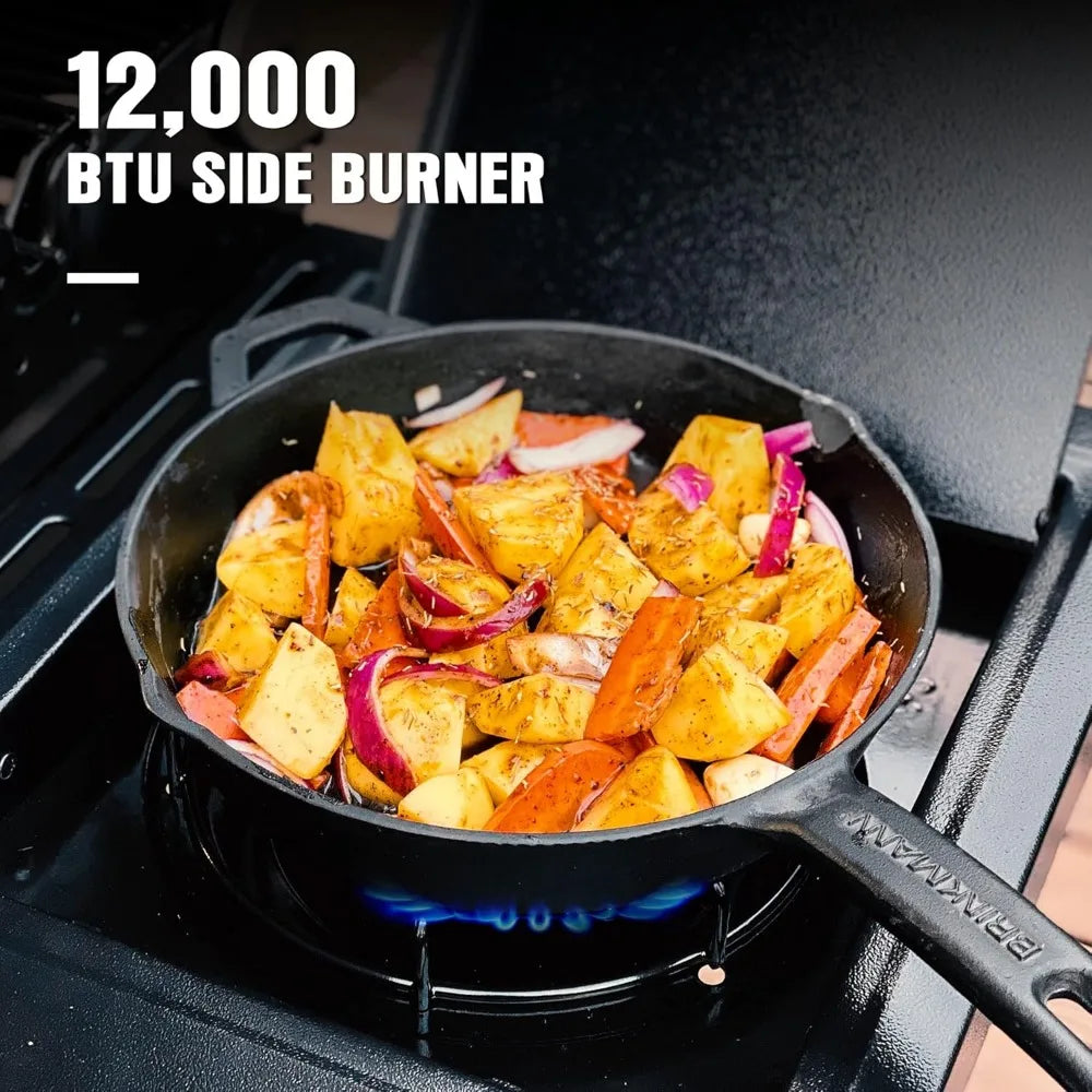 Gas Grill, BBQ 4-Burner Cabinet Style Grill Propane