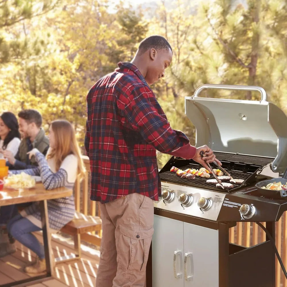 Gas Grill, BBQ 4-Burner Cabinet Style Grill Propane