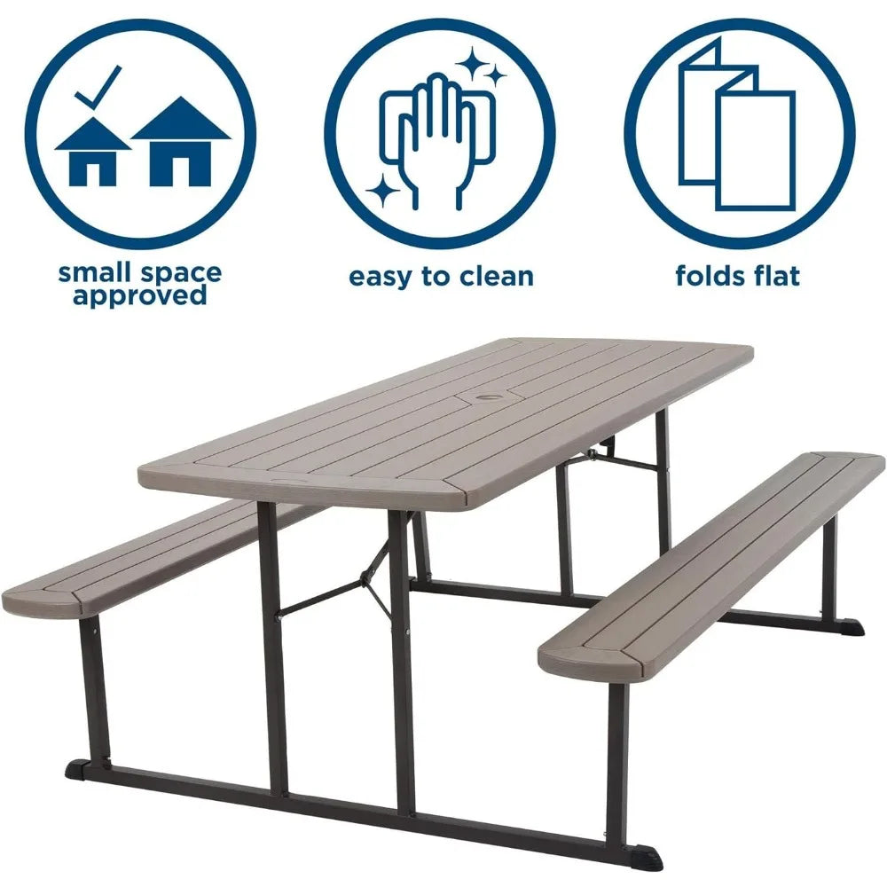 Outdoor Table with Rectangle, 6 Ft Folding Picnic Table