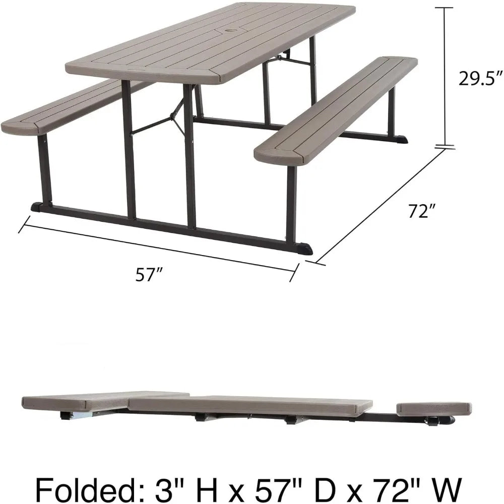 Outdoor Table with Rectangle, 6 Ft Folding Picnic Table