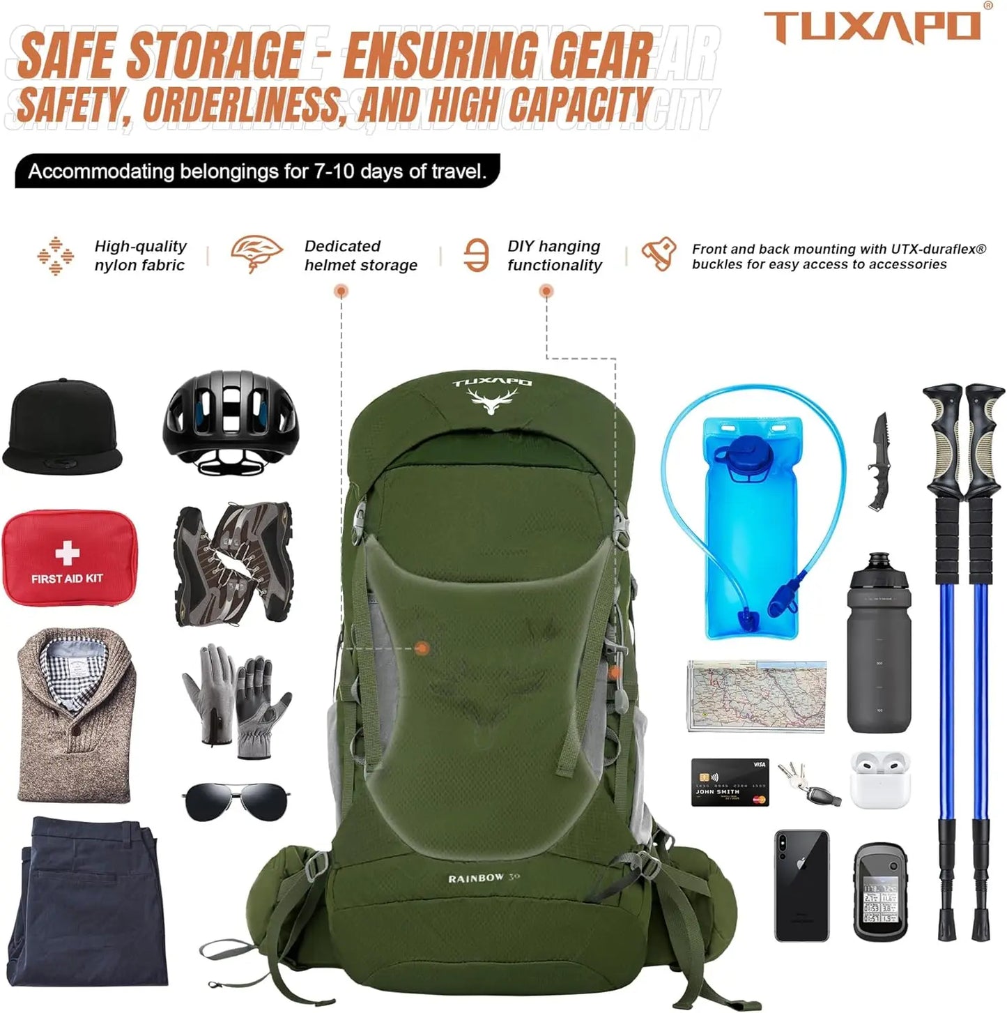 30L Internal Frame Hiking Backpack